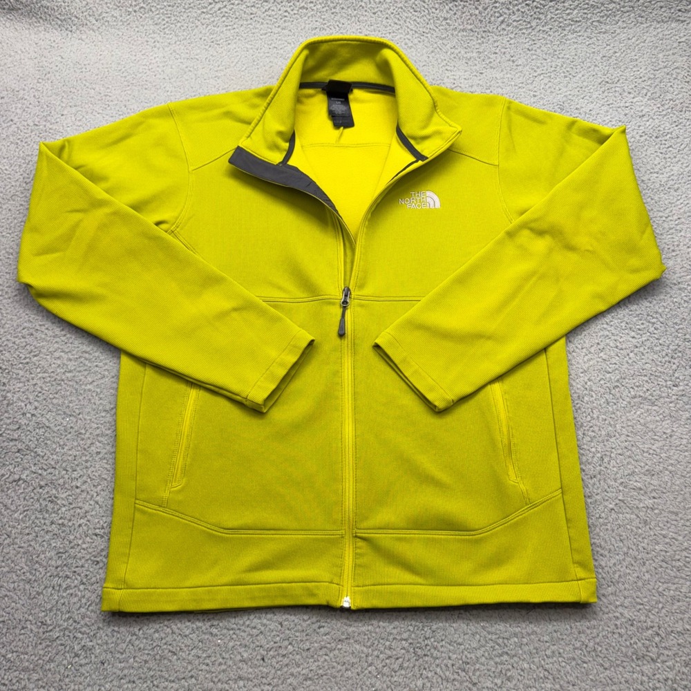 The North Face A4AB Mens Large Green T325 T725 Stretch Full Zip Fleece Jacket